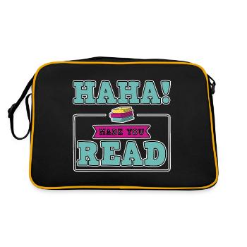 Haha Made You Read - Retro Tasche - Schwarz/Gold - Hinten