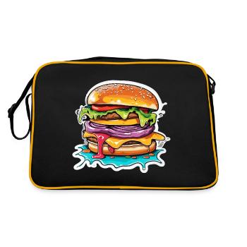Burgers / Restauration rapide / Nourriture / Petits pains / Boeuf - Sac Retro - noir/or - Dos
