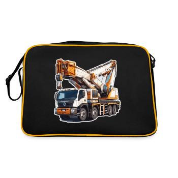 Kran / Baustelle / Seilwinde / Kransystem - Retro Tasche - Schwarz/Gold - Hinten