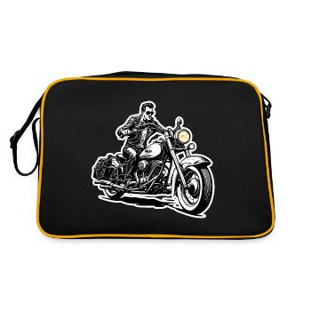 Motorrad Logo / Bike / Zweirad / Fahrzeug / Motors - Retro Tasche - Schwarz/Gold - Hinten