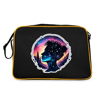 Silhouette / Forêt / Portrait / Arbres / Personne - Sac Retro - noir/or - Dos