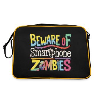 Beware Of Smartphone Zombies 9 - Retro Tasche - Schwarz/Gold - Hinten