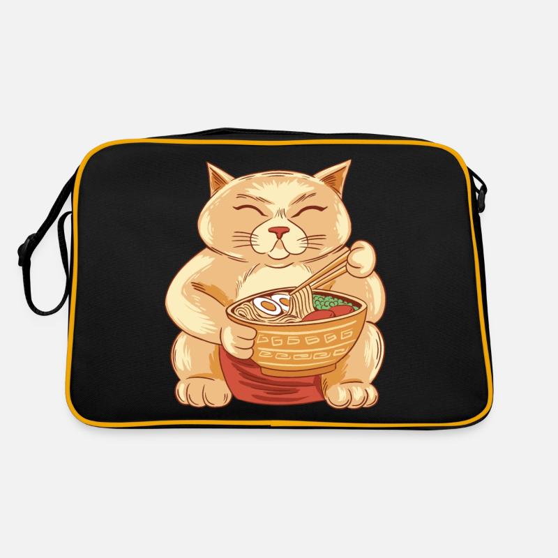 Sumo Cat EatsRamen Noodles Retro Bag