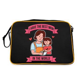 Muttertag Best Mom Design - Retro Tasche - Schwarz/Gold - Hinten