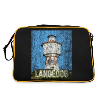 Insel Langeoog Sehnsucht - Retro Tasche - Schwarz/Gold - Hinten