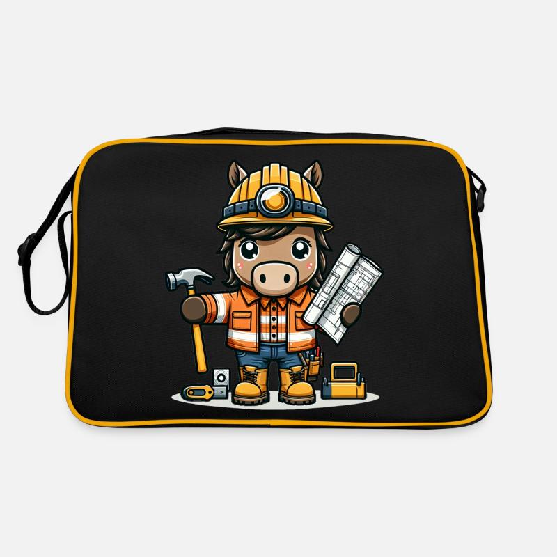 Cute Horse Construction Worker Retro Tasche