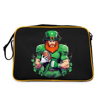 St. Patrick's Day Kleeblatt American Football - Retro Tasche - Schwarz/Gold - Hinten