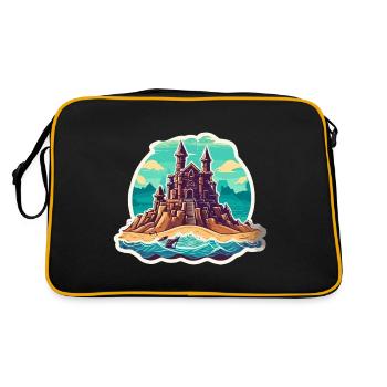 Sandcastle / Building / Playing / Castle / Holiday - Retro Bag - black/gold - Back