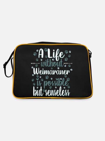 Hund Leben Liebe Hunderasse Weimaraner - Retro Tasche - Schwarz/Gold - Hinten