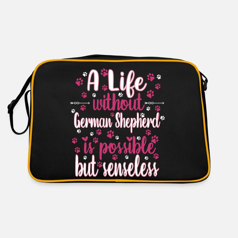 Hund Leben Liebe Hunderasse Schäferhund - Retro Tasche - Schwarz/Gold