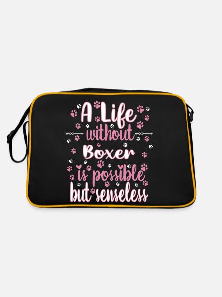 Leben Liebe Hunderasse Boxer Hund - Retro Tasche - Schwarz/Gold - Hinten