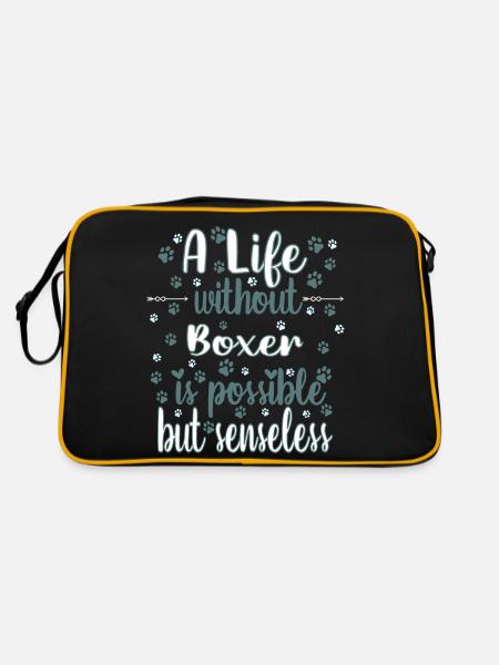 Leben Liebe Hunderasse Boxer Hund - Retro Tasche - Schwarz/Gold - Hinten