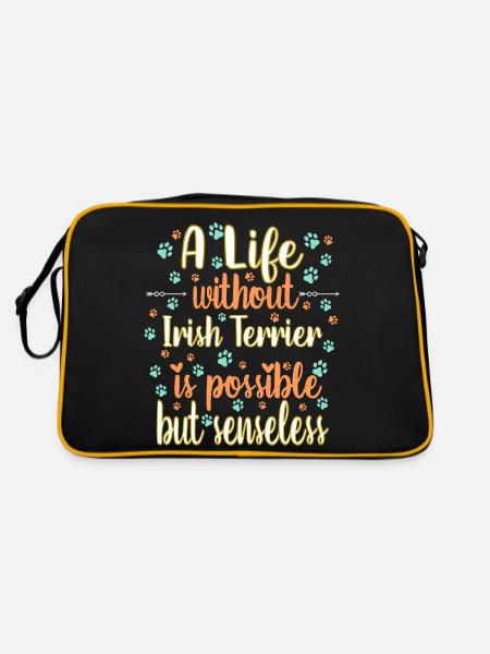 Leben Liebe Hunderasse Irish Terrier Hund - Retro Tasche - Schwarz/Gold - Hinten