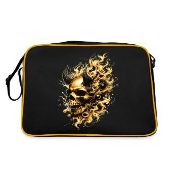 Feu, Crâne, Flammes, Enfer, Mystique et Noble - Sac Retro - noir/or - Dos