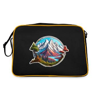 Mountain / Alps / Summit / Nature / Forest / Rock - Retro Bag - black/gold - Back