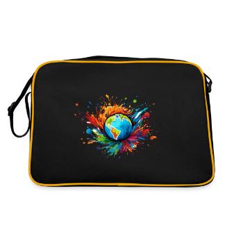 Planets / Solar System / Space / Galaxy - Retro Bag - black/gold - Back