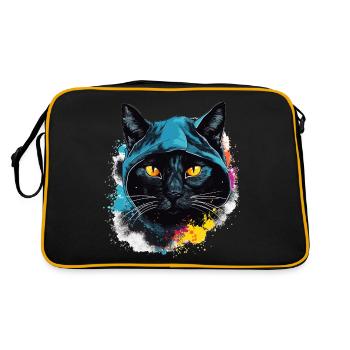Cat Head Black Cat Bombay Happy Cat Cats - Retro Bag - black/gold - Back