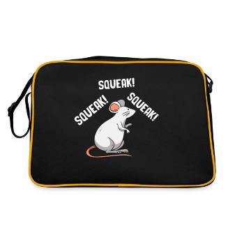 Maus Tshirt Mäuschen Herren Kinder Damen - Retro Tasche - Schwarz/Gold - Hinten