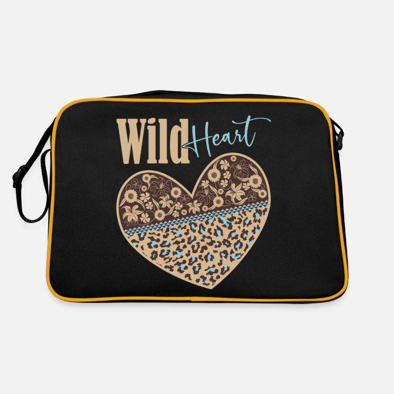 Wildes Herz - Retro Tasche - Schwarz/Gold