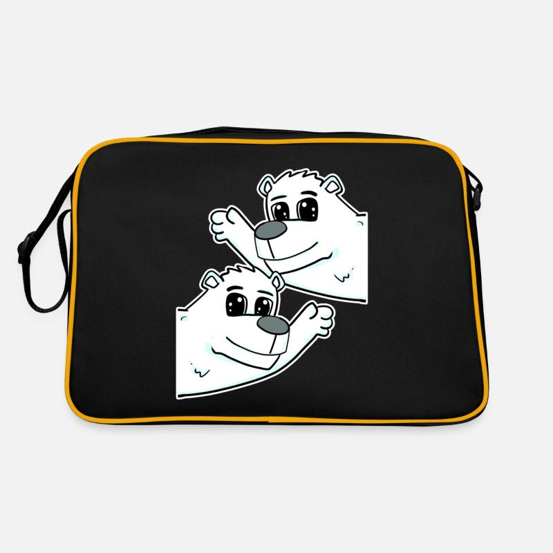 Eisbär Eisbären Bär - Retro Tasche - Schwarz/Gold