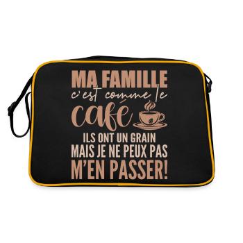 Meine Familie ist wie Kaffee - Retro Tasche - Schwarz/Gold - Hinten