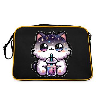 Chats buvant Bubble Tea Galaxy Boba Cat - Sac Retro - noir/or - Dos