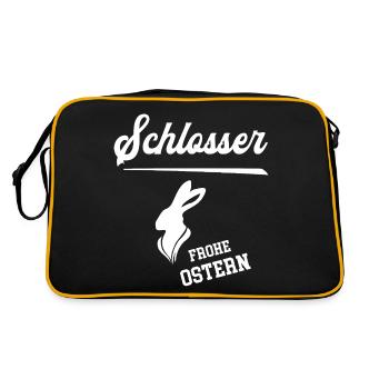 Schlosser Frohe Ostern Ostergeschenk Schlosserei - Retro Tasche - Schwarz/Gold - Hinten