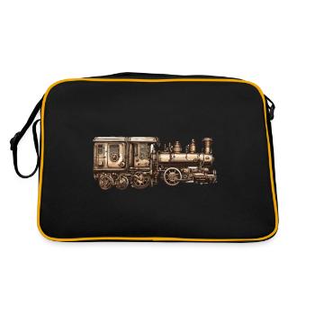 Train / Locomotive / Locomotive à vapeur / Ferroviaire / Écluse - Sac Retro - noir/or - Dos