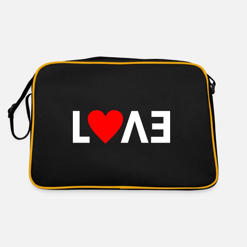 « L❤VE » Design abstrait blanc avec cœur rouge Sac Retro