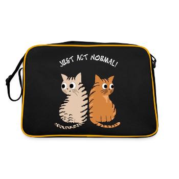 JUST ACT NORMAL - TABBY CATS, FOR CAT LOVERS - Retro Bag - black/gold - Back