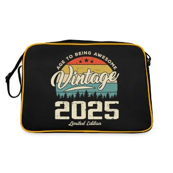 Vintage Cadeau Anniversaire Style Rétro 2025 - Sac Retro - noir/or - Dos
