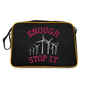 No to wind turbines, Enough, Stop it - Retro Bag - black/gold - Back