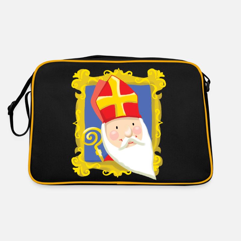 Sinterklaas dans la liste - Sac Retro - noir/or