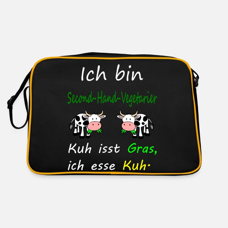 Kuh - Retro Tasche - Schwarz/Gold