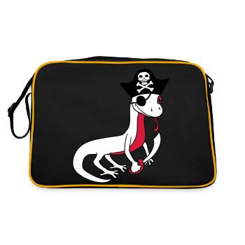 pirat seeraeuber kapitaen matrose seebaer schiff b - Retro Tasche - Schwarz/Gold - Hinten