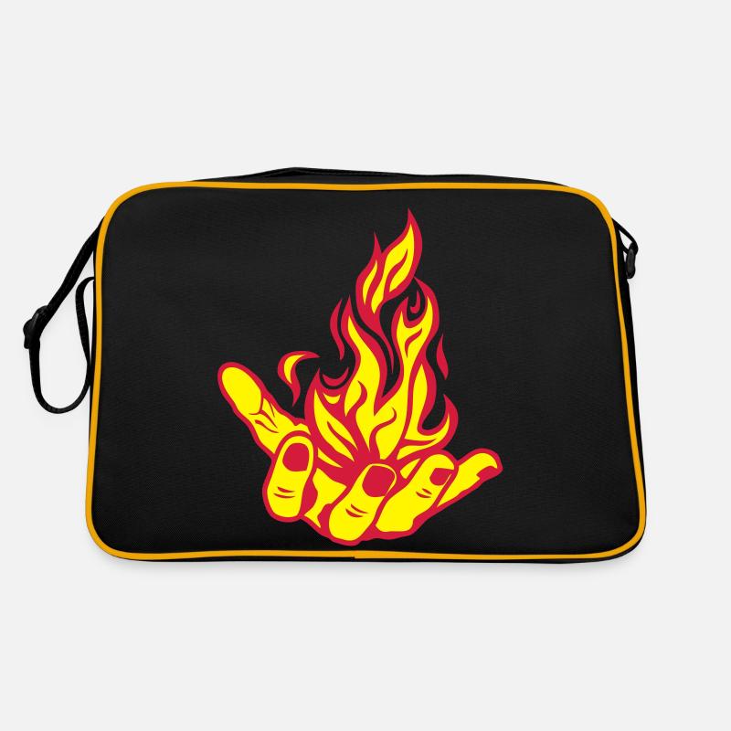 main ouverte hand open flamme fire feu1 Sac Retro
