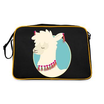 Lama - Retro Tasche - Schwarz/Gold - Hinten