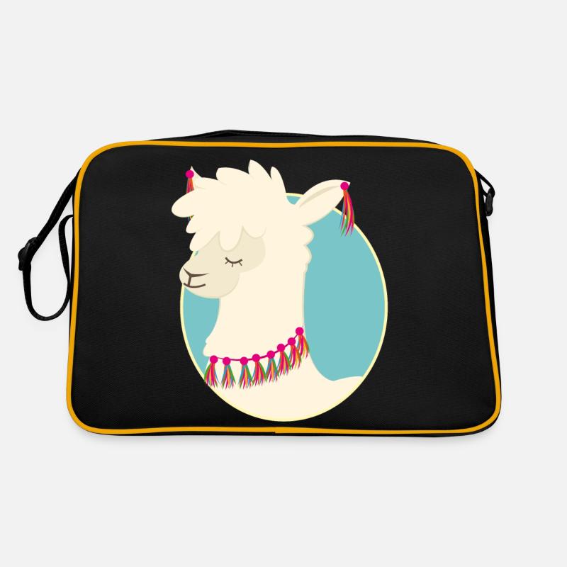 Lama - Retro Tasche - Schwarz/Gold