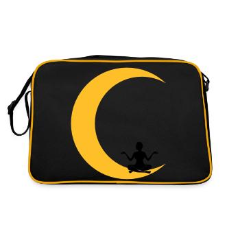 meditieren mond yoga beten fitness frau liebe sich - Retro Tasche - Schwarz/Gold - Hinten