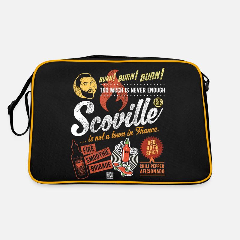 Chili Spruch Scoville Is Not A Town - Retro Tasche - Schwarz/Gold