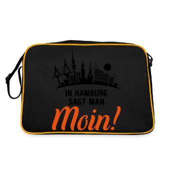 hamburg skyline moin - Retro Tasche - Schwarz/Gold - Hinten