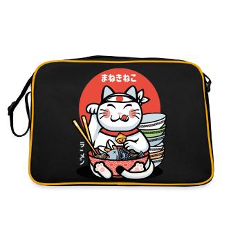 maneki neko lucky ramen - Sac Retro - noir/or - Dos