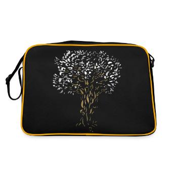 Tree - ash / world tree nature watercolor painting - Retro Bag - black/gold - Back