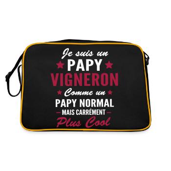 je suis un papy vigneron / humour papy viticulteur - Sac Retro - noir/or - Dos