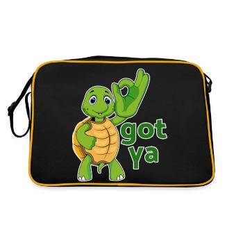 schildkröte wasserschildkröte testudines kröte - Retro Tasche - Schwarz/Gold - Hinten