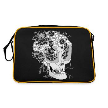 Totenkopf weiß - Retro Tasche - Schwarz/Gold - Hinten