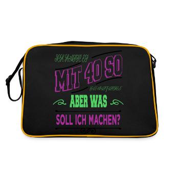 humor geburtstagsgeschenk elternzeit - Retro Tasche - Schwarz/Gold - Hinten