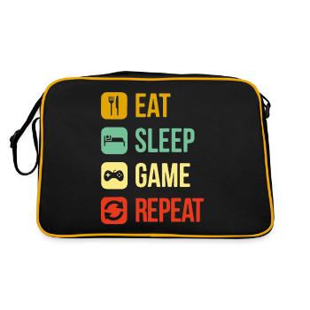 eat sleep repeat Videospiel - Retro Tasche - Schwarz/Gold - Hinten