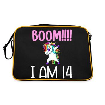 Dabbing birthday unicorn for kid 14 years old girl - Sac Retro - noir/or - Dos