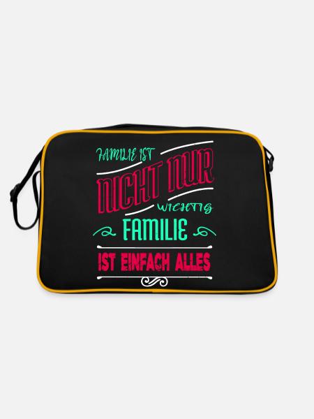 asatru familienwappen weihnachten geschenk witzig - Retro Tasche - Schwarz/Gold - Hinten